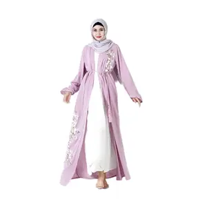 Hot Sale Islamic Striped Abaya Muslimische Kleidung Islamische Robe Kostenlose Probe Frauen Polyester Dubai Abaya Großhandels preis Erwachsene 1 PCS