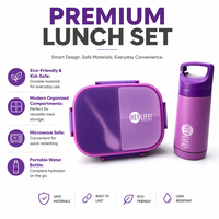 Boîte à lunch bento pour enfants, 3 compartiments, micro-ondable, anti-fuite, sans BPA, en plastique, avec gourde portable