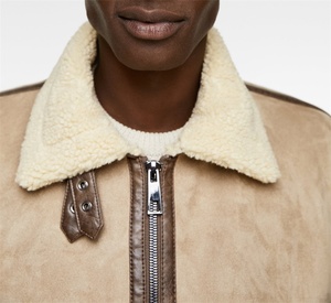 Custom Berber Fleece Lining Soft Shell Sherpa <strong>Suede</strong> <strong>Jacket</strong> for <strong>Men</strong> - Product Image 3