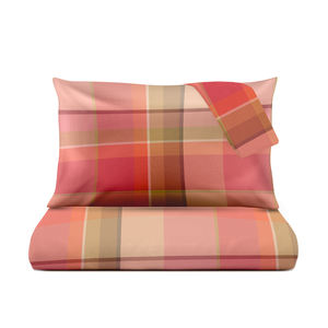 MR Tartan ชุดปลอกผ้านวมคู่ผ้าฝ้าย100% สี corallo ขนาดฝรั่งเศส240x220ซม. พิมพ์เม็ดสีซักได้ - Product Image 2