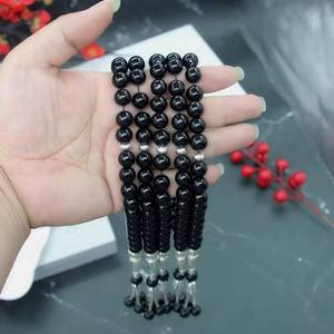 Tasbih Étnico Hecho a Mano con Cuentas de Ágata Sintética Brillante de 10 mm, 33 Cuentas, Unisex, Imitación de Piedra, Joyería Religiosa Musulmana - Product Image 1
