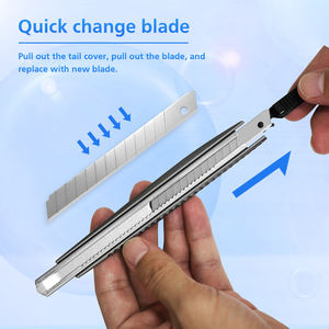 Cuchillo <span class=keywords><strong>retráctil</strong></span> personalizado <span class=keywords><strong>de</strong></span> alta calidad, cortador automático, hoja <span class=keywords><strong>de</strong></span> acero inoxidable <span class=keywords><strong>de</strong></span> 9 mm, mango <span class=keywords><strong>de</strong></span> aleación <span class=keywords><strong>de</strong></span> zinc, cuchillo utilitario con botón <span class=keywords><strong>de</strong></span> presión para bricolaje - Product Image 2