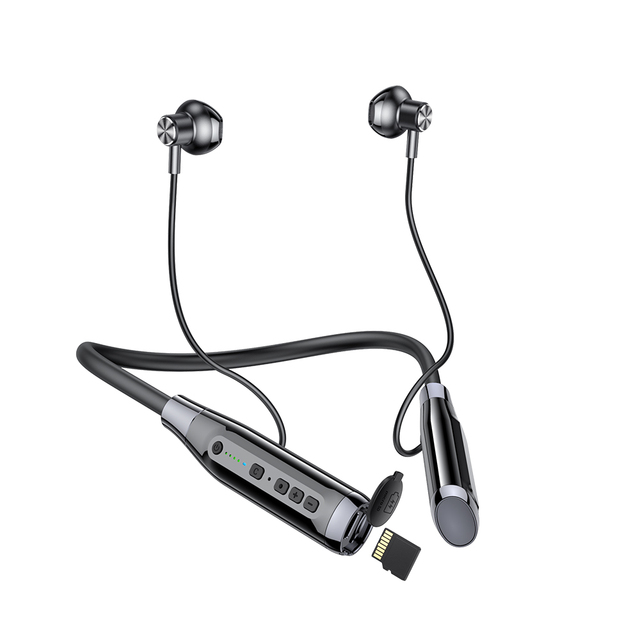 Rambotech Gym Neckband Wireless Earphone JL Chipset IPX4 Waterproof BT V5.4 Sports Headphones 100hrs Playback Time TF Card A12