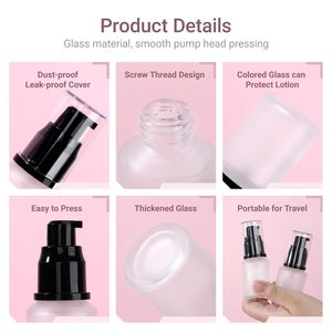 Frasco de Vidro Fosco para Base 30ml, Embalagem Cosmética Fosca com Bomba para Sérum Facial e Loção Líquida – Atacado - Product Image 4
