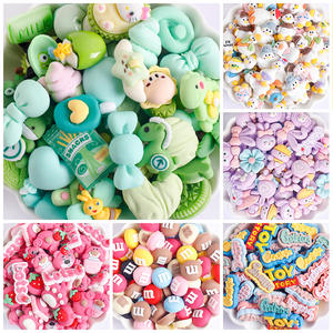 100 pièces de perles en silicone PVC faites à la main, motifs de dessins animés, résine mixte, crème, pour la décoration de coques de téléphone, pinces à cheveux et accessoires pour la fabrication de bijoux - Product Image 2