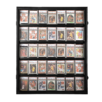 Cadre d'affichage de carte de baseball Armoire murale noire verrouillable Vitrine de carte de sport classée 35 avec acrylique anti-UV 98%