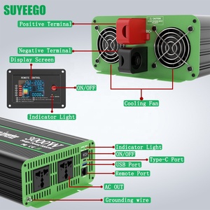SUYEEGO Inversor de Corriente de Onda Pura Solar Fuera de Red de 500W, 1kW, 2kW, 3kW, 5kW, 6kW, de 12V/24V a 110V/220V - Product Image 2