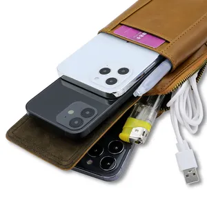 Portefeuille de sport pour téléphone, sacoche pour <span class=keywords><strong>homme</strong></span>, étui double en cuir pour <span class=keywords><strong>iPhone</strong></span> 12 <span class=keywords><strong>11</strong></span> Xs XR 13 <span class=keywords><strong>Pro</strong></span> Max, porte-cartes - PU - Product Image 2