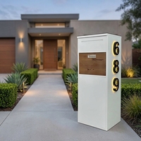 Boîte aux lettres solaire moderne en acier galvanisé avec numéros rétroéclairés