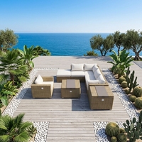 Ensemble de canapés modulaires d'angle en rotin pour l'extérieur, résistant aux intempéries, ensemble de canapés sectionnels d'extérieur, ensemble de meubles de patio, ensemble de canapés de jardin