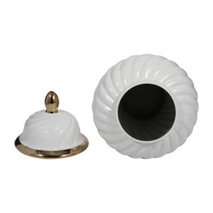 Vaso scultoreo in ceramica con coperchio per decorazioni domestiche, soggiorno, camera da letto, esposizione su tavolo - Product Image 6