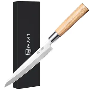 M5专业10英寸厨师刀高碳钢菜刀带斑马木手柄刺身柳叶刀