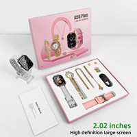 Damen Android Smartwatch Set A58 mit KI-Sprachassistent, IP67, quadratischem IPS-Display, 36-40mm, Goldkette, Anrufannahme und Anruffunktion