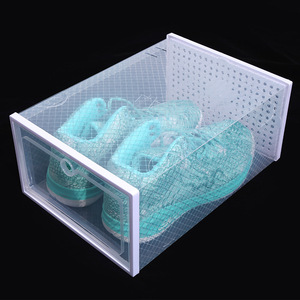 2021 Amazon hot sale Double Door Clear Plastic Stackable Shoe Organizer Bins Storage Box