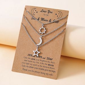 SC 2022 New Three-Piece <strong>Necklace</strong> Set <strong>Sun</strong> <strong>Moon</strong> Star Collarbone Chain <strong>Friendship</strong> <strong>Necklace</strong> Long Distance Stainless Steel <strong>Necklace</strong> - Product Image 1