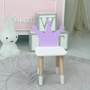 Meubles pour enfants <span class=keywords><strong>Chaise</strong></span> pour enfants avec dossier couronne blanche <span class=keywords><strong>Chaise</strong></span> en bois empilable pour enfants - Product Image 3