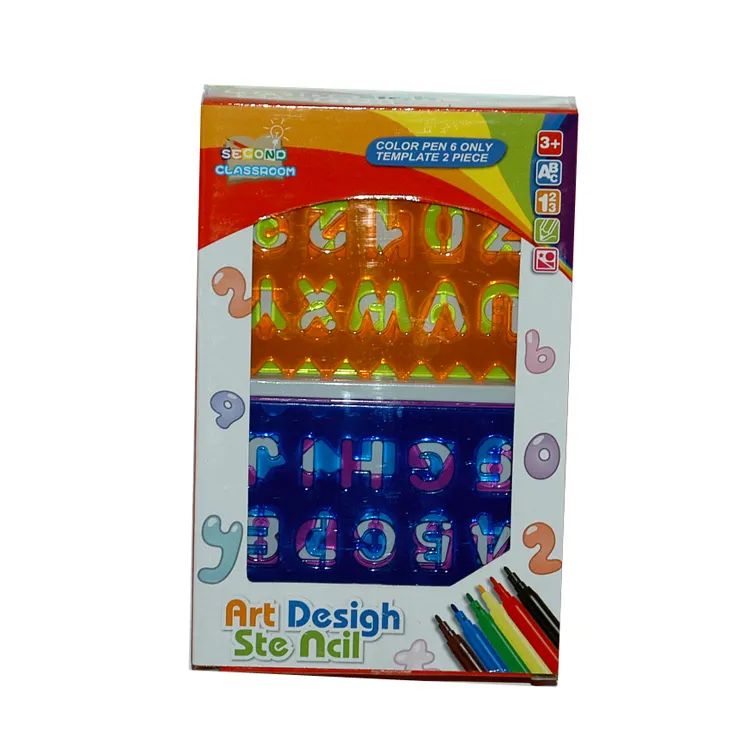Kids Education Toys Letter Model Drawing Stencil Templates with Water Color Pen