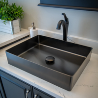 Lavabo de salle de bain moderne de luxe en acier inoxydable à poser sur comptoir