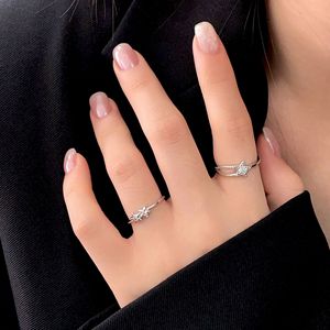 S925 Sterling Silver Star <b>Ring</b> For Women <b>Open</b> Design Everyday Wear Fine Jewelry Platinum Plated Geometric Shape - Product Image 1
