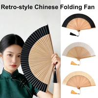 Kipas Lipat Bambu Desain Bunga Alami Buatan Tangan Dekorasi Rumah Hadiah Retro Wanita Modern Minimalis Pernikahan