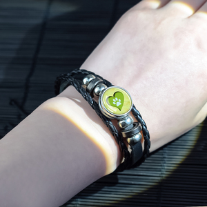 <span class=keywords><strong>Bracelet</strong></span> en cuir multi-couches à thème animalier avec profil d'ombre <span class=keywords><strong>de</strong></span> <span class=keywords><strong>chien</strong></span> et empreinte <span class=keywords><strong>de</strong></span> <span class=keywords><strong>patte</strong></span>, bijou décontracté réglable pour femmes et hommes - Product Image 2