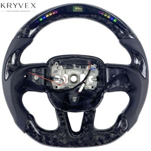 Volante Personalizado Kryvex para <span class=keywords><strong>Dodge</strong></span> Charger 2025-2020, Fibra de Carbono Forjada, Cuero Genuino Perforado - Product Image 1