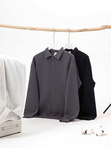 H5489 Nouveaux styles, vente en gros, sweat-shirts à col polo personnalisés en coton 100% 350 g/m² pour hommes et femmes - Product Image 5