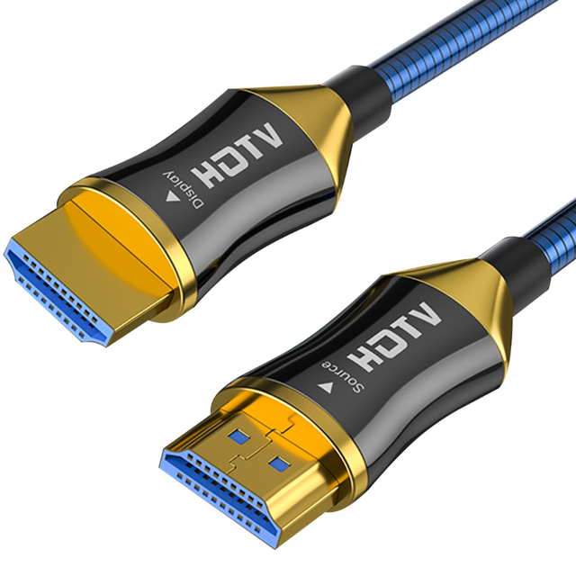 Factory Price 8k Fiber HDMI Long Cable Blue Metal Sheathed Fiber HDMI Cable