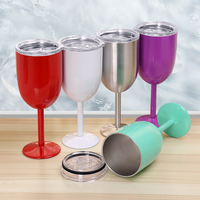 Verres à vin en acier inoxydable 304, gobelet à double paroi isolé avec couvercle, verres à vin isothermes