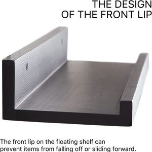 Juego de Dos Estantes Flotantes de Madera Natural Sólida, Muebles de Almacenamiento Suspendidos con Estructura Metálica - Product Image 1