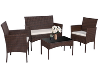 Ensemble de salon de jardin 3 pièces en métal et rotin PE, résistant à l'eau, avec table et chaises, idéal pour l'extérieur – Nouveauté très demandée