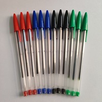 Stylo à bille transparent en plastique avec logo personnalisé de haute qualité rouge bleu noir stylo à bille scolaire stylo à bille transparent baril