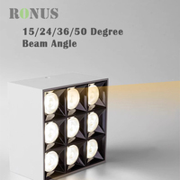 Plafond fixe 4 têtes 12W anti-éblouissement monté en surface Downlight COB Grille LED Spot Light