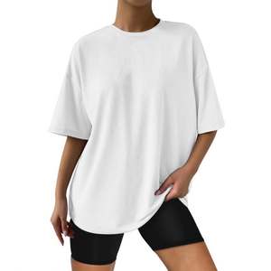 En stock t-shirts femme en polyester tricoté écologique vêtements de base couleur unie été décontracté coupe régulière - Product Image 4