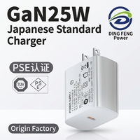 Chargeur certifié PSE japonais PD 3.0 25W USB-C GaN, adaptateur de charge rapide avec protection SCP et OVP pour téléphones aux spécifications japonaises