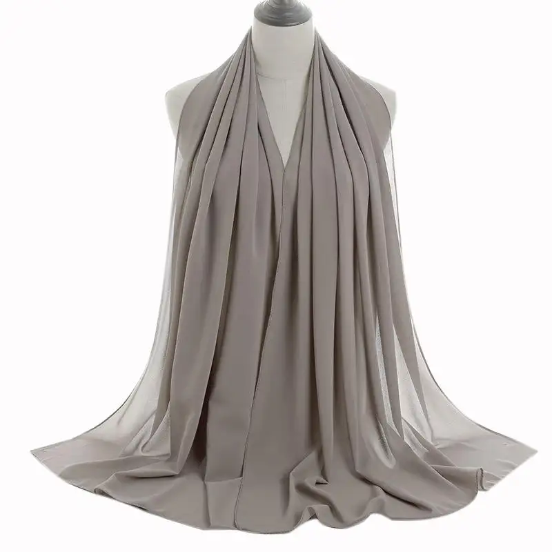 Jilbab Sifon Syal Muslim Pabrik Fashion Abaya Telekun Jilbab Berat Selendang Banyak Islami Baru untuk Wanita Kedatangan Padat 70*180Cm