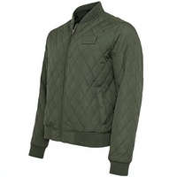 Blouson bomber matelassé vert olive pour homme, col montant, fermeture éclair, longueur normale, poignets côtelés, tissu polyester nylon, veste d'hiver pour homme
