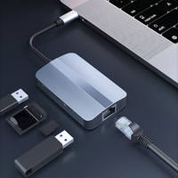 IKATAK Hub USB 3.0 Type C 5 en 1 avec Ethernet RJ45 100 Mbps, lecteur de cartes TF SD en alliage d'aluminium, station d'accueil, en stock