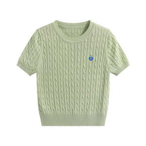 Pull-over en maille de haute qualité pour femme, style coréen, avec logo personnalisé brodé, col rond, vente en gros, usine de vêtements - Product Image 4