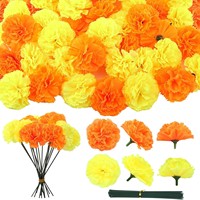 Bunga Marigold, Anyelir, dan Lilac Buatan Tangan Ukuran Besar 6cm 9cm Diameter, Rangkaian Bunga Sutra Imitasi untuk Dekorasi Rumah, Pesta, dan Liburan