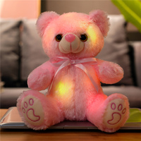 Ours en peluche lumineux LED personnalisable, très demandé, avec logo personnalisé, coloré et brillant, rembourré en coton PP, unisexe