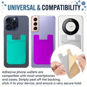 Porte-cartes de crédit mobile personnalisé, porte-cartes d'identité, portefeuille en silicone pour téléphone portable - Product Image 2