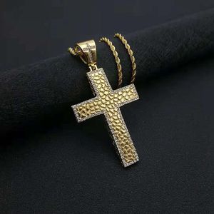 Stainless Steel <b>Cross</b> Pendant Necklace With Rhinestone Pave Setting Unisex Hip Hop Jewelry Gift - Product Image 3