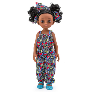 Vente en gros de poupées pour enfants personnalisées à la mode, 34 cm, en silicone, poupées noires en vinyle, bébés filles afro-américaines avec des cheveux bouclés - Product Image 5