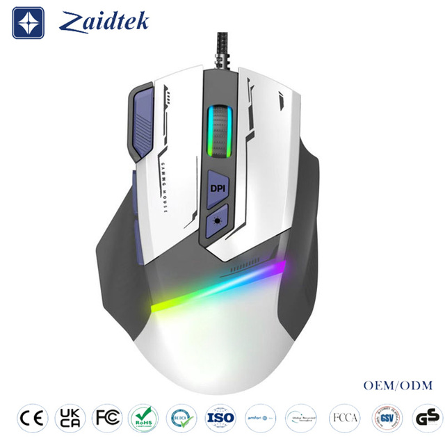 8d Optical Wired Programmable Gaming Mouse 7200 Dpi Usb Cable Rgb Gaming Mouse