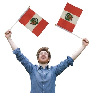Banderas Peruanas Personalizadas al por Mayor con Asta <span class=keywords><strong>de</strong></span> Madera y Plástico, Diseño Nacional, Bandera Peruana para Agitar con la Mano - Product Image 5