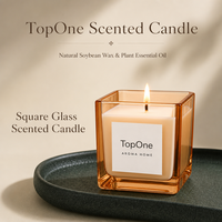Bougie parfumée en cire de soja Premium TopOne, pot en verre carré, bougie parfumée pour la Saint-Valentin, la fête des mères, les cadeaux de Noël