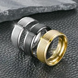 Di alta qualità 8MM di larghezza in acciaio inox O anello 3 colori oro argento cerchio nero anello in acciaio al titanio per gli uomini gioielli da sposa