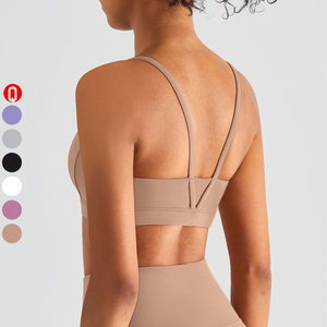 <span class=keywords><strong>Top</strong></span> Sportivi da Donna in Offerta Speciale con Originale Scollo a U Leggeri <span class=keywords><strong>Crop</strong></span> <span class=keywords><strong>Top</strong></span> da Yoga Schiena Scoperta a V Tinta Unita per Allenamento - Product Image 1