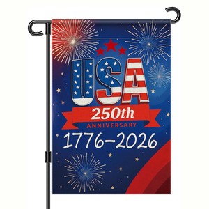 Bandera de Jardín Patriótica de EE. UU. para Aniversario, 1776-2026, Pancarta Patriótica de 250 Años, Bandera de Jardín Impermeable de Doble Cara para el 4 de Julio - Product Image 1